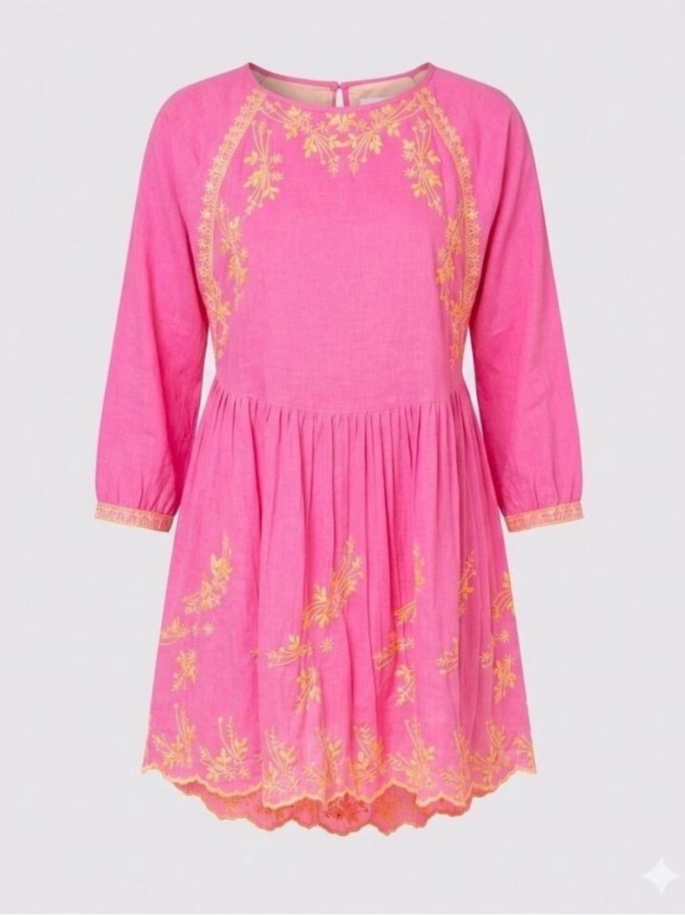 Juliet Dunn London Embroidered Cotton Neon Dress